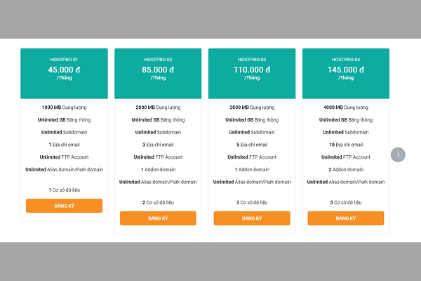 Bảng giá Hosting tại Viettel IDC bắt đầu chỉ từ 45,000 VND/tháng
