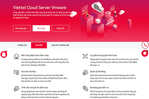 Những ưu điểm khi sử dụng dịch vụ Cloud Server VMware tại Viettel IDC