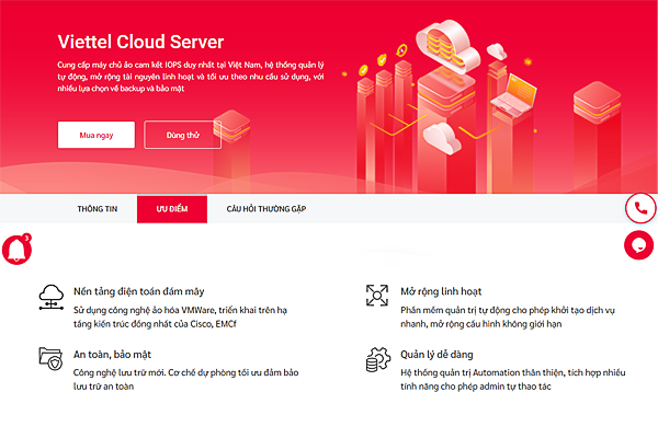 Những ưu điểm khi sử dụng dịch vụ máy chủ ảo Cloud Server tại Viettel IDC