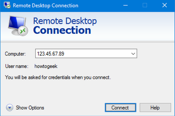 Giao diện phần mềm Remote Desktop Connection 