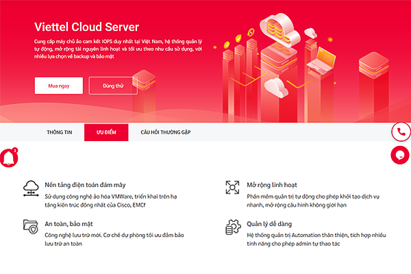 Những ưu điểm khi sử dụng dịch vụ Cloud Server tại Viettel IDC