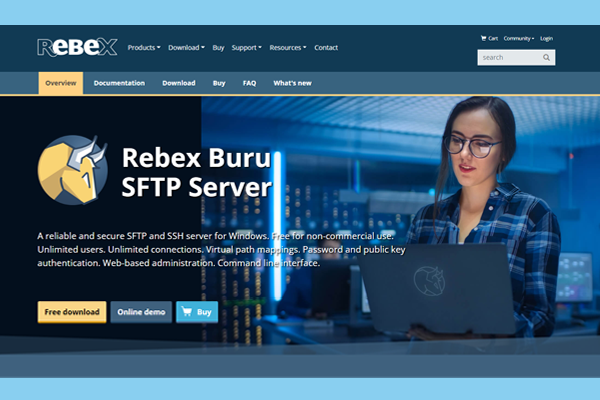 Giao diện trang Rebex Buru SFTP Server