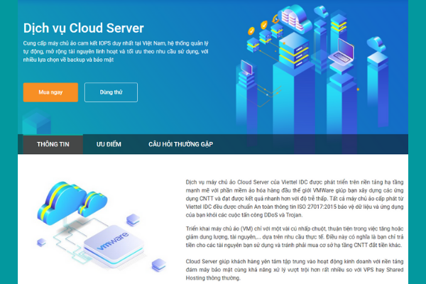 Viettel IDC cung cấp dịch vụ cho thuê Cloud Server sử dụng VMWare