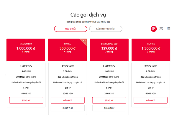 Tham khảo bảng giá vô cùng hấp dẫn với dịch vụ Viettel Start Cloud tại Viettel IDC