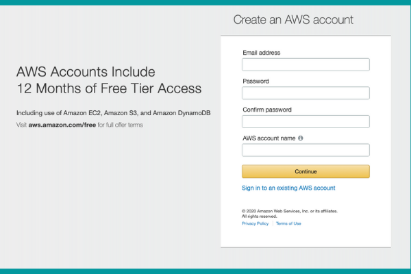 Giao diện đăng ký sử dụng VPS Amazon Free