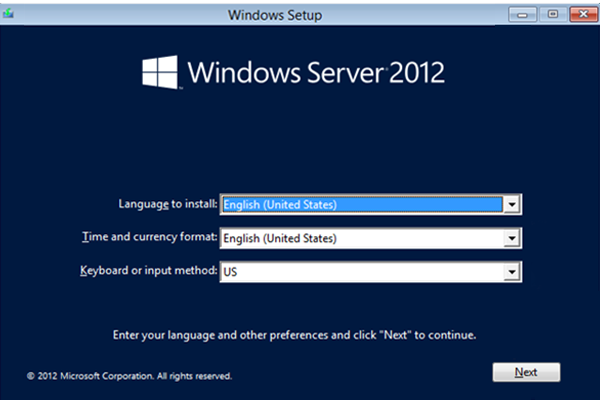 Quá trình cài đặt hệ điều hành Win Server 2012