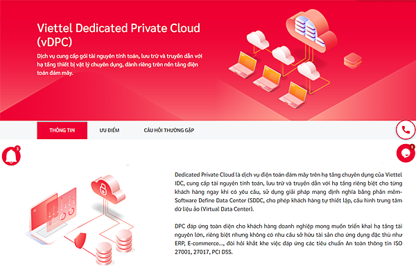 Tham khảo dịch vụ Viettel Dedicated Private Cloud tại Viettel IDC