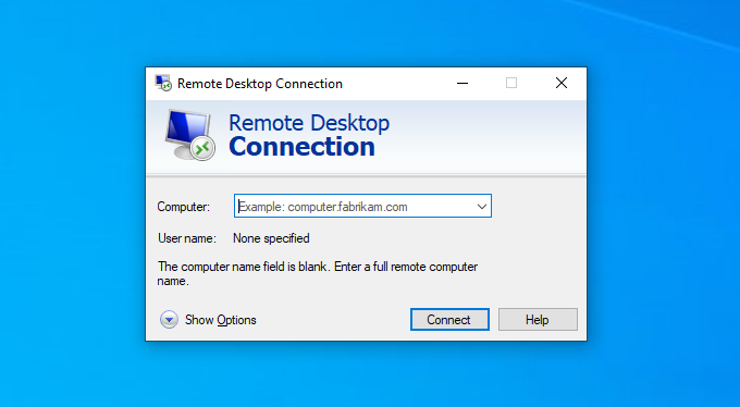 Mở Remote Desktop Connection
