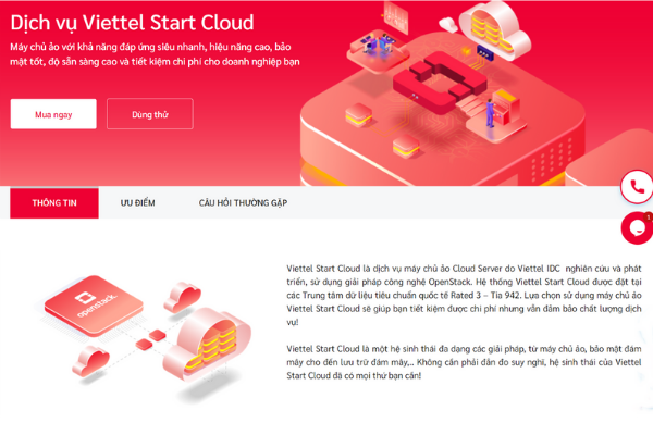  Dịch vụ máy chủ ảo Viettel Start Cloud tại Viettel IDC 