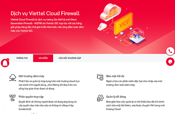 Một số ưu điểm của dịch vụ Viettel Cloud Firewall tại Viettel IDC 