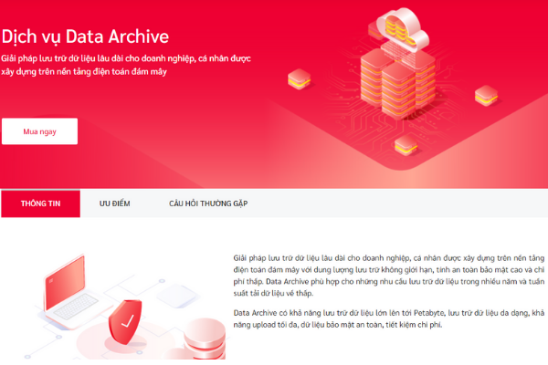 Trang chủ dịch vụ Cloud Data Archiving tại Viettel IDC