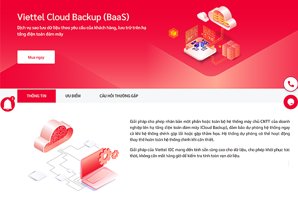 Tham khảo dịch vụ sao lưu dữ liệu trực tuyến Cloud Backup tại Viettel IDC