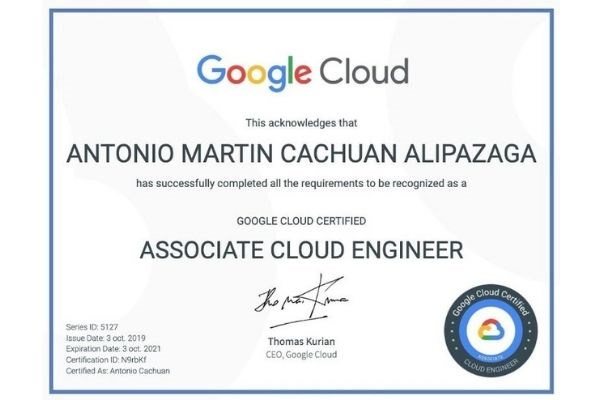 Ví dụ về một loại chứng nhận Google Cloud Platform