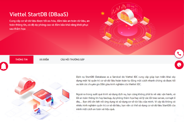 Dịch vụ Viettel StartDB - Xây dựng hệ quản trị cơ sở dữ liệu hoàn toàn tự động