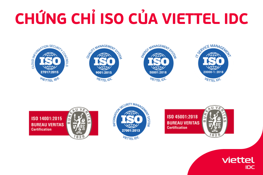 Viettel IDC tự hào là đơn vị đạt nhiều loại chứng chỉ ISO